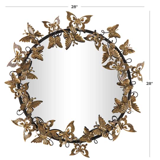 28" Gold Metal Butterfly Wall Mirror